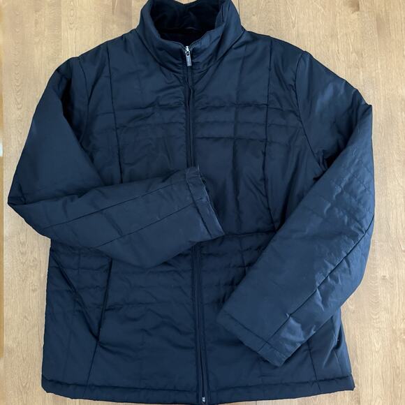 Lands' End Womens Full Zip Fleece Lining Quilted Winter Coat Jacket Black Size L - Picture 1 of 12
